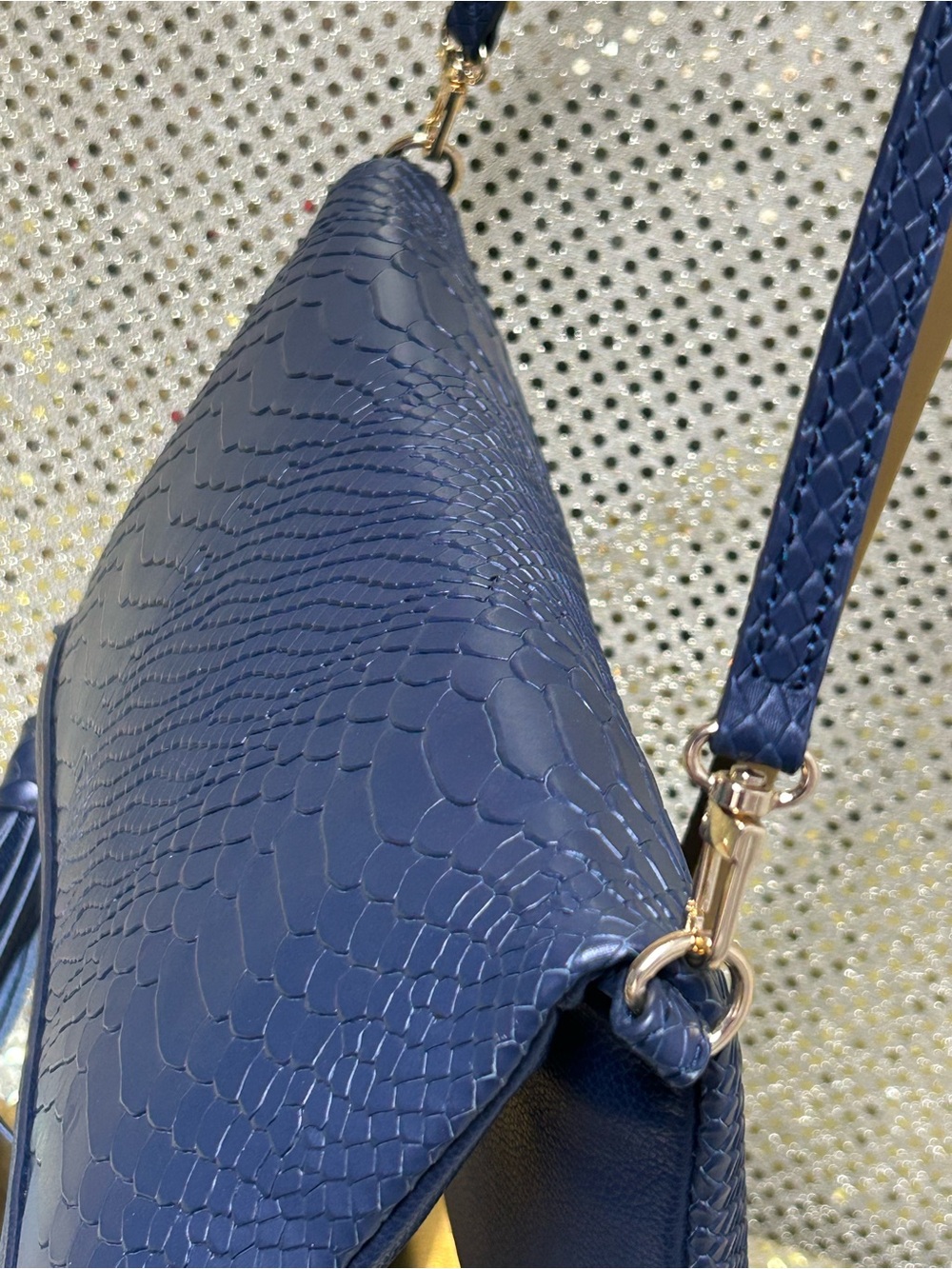 Gigi New York Rachel Foldover Embossed Crossbody Bag w/Tassel Approx. 10 x 8 - Picture 8 of 13